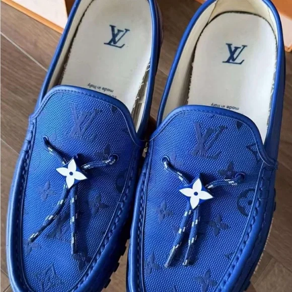 Louis Vuitton Men’s Royal Blue Monogram Driving Loafers - Picture 7 of 8